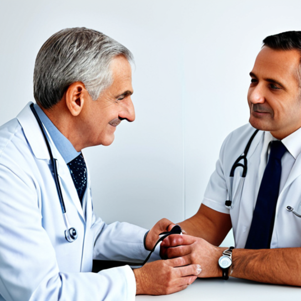 부모님을 위한 건강 검진 정보 - Heart Health Check**

"A caring doctor, fully clothed in professional attire, checking the blood pre...