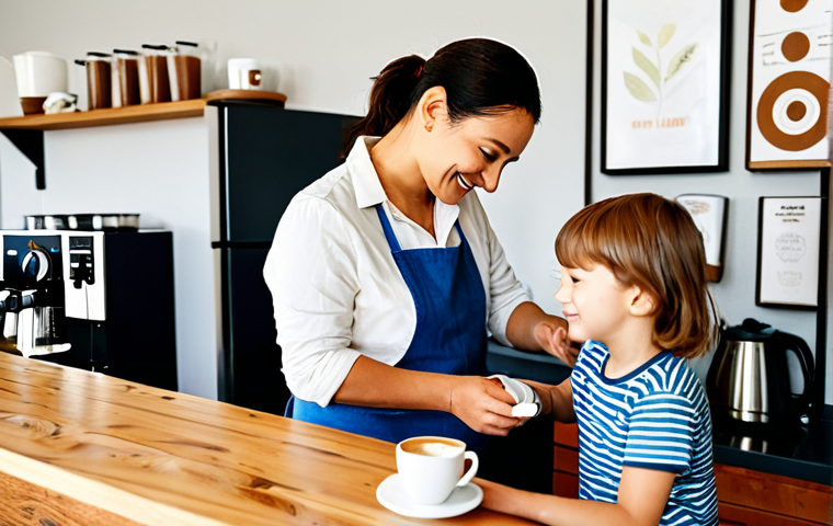 아이와 함께하는 홈카페 체험 - Kids Decorating Cookies**

"A bright, family-friendly scene in a cozy cafe setting, several children...