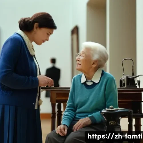 부모님과 함께하는 역사 박물관 투어 - **Prompt:** A heartwarming scene inside a well-lit, elegant museum hall. An adult son or daughter st...