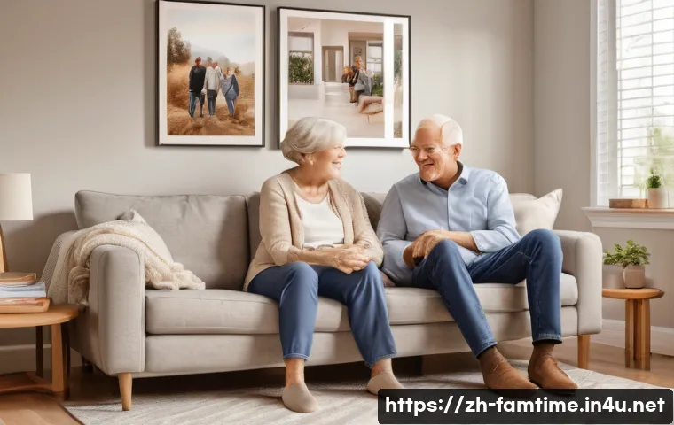 가족이 함께 볼 만한 감동 영화 - A warm family scene in a cozy living room with three generations&mdash;grandparents, parents, and a young ...