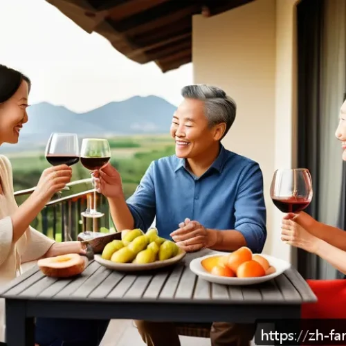 부모님과 함께하는 와인 테이스팅 체험 - A cozy family gathering on a sunlit balcony with soft natural light and a gentle breeze, featuring a...